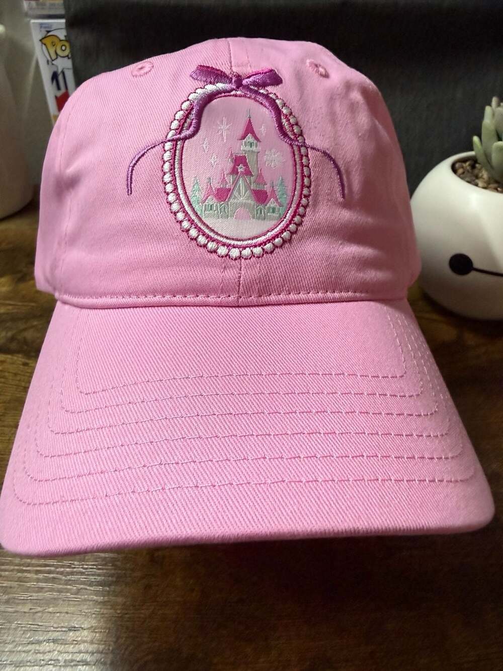 Disney Parks 2025 Holiday Pink Castle Bow Baseball Cap